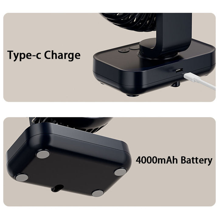 Tragbarer, wiederaufladbarer USB-Schreibtischventilator mit 4 Geschwindigkeiten | Skanto