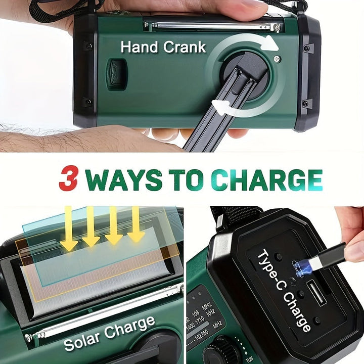 Skanto | StormMate X10 Notfallradio mit 10 000 mAh Powerbank | Solar, Handkurbel & USB-C | LED-Licht, SOS-Alarm & Kompass | AM/FM/NOAA