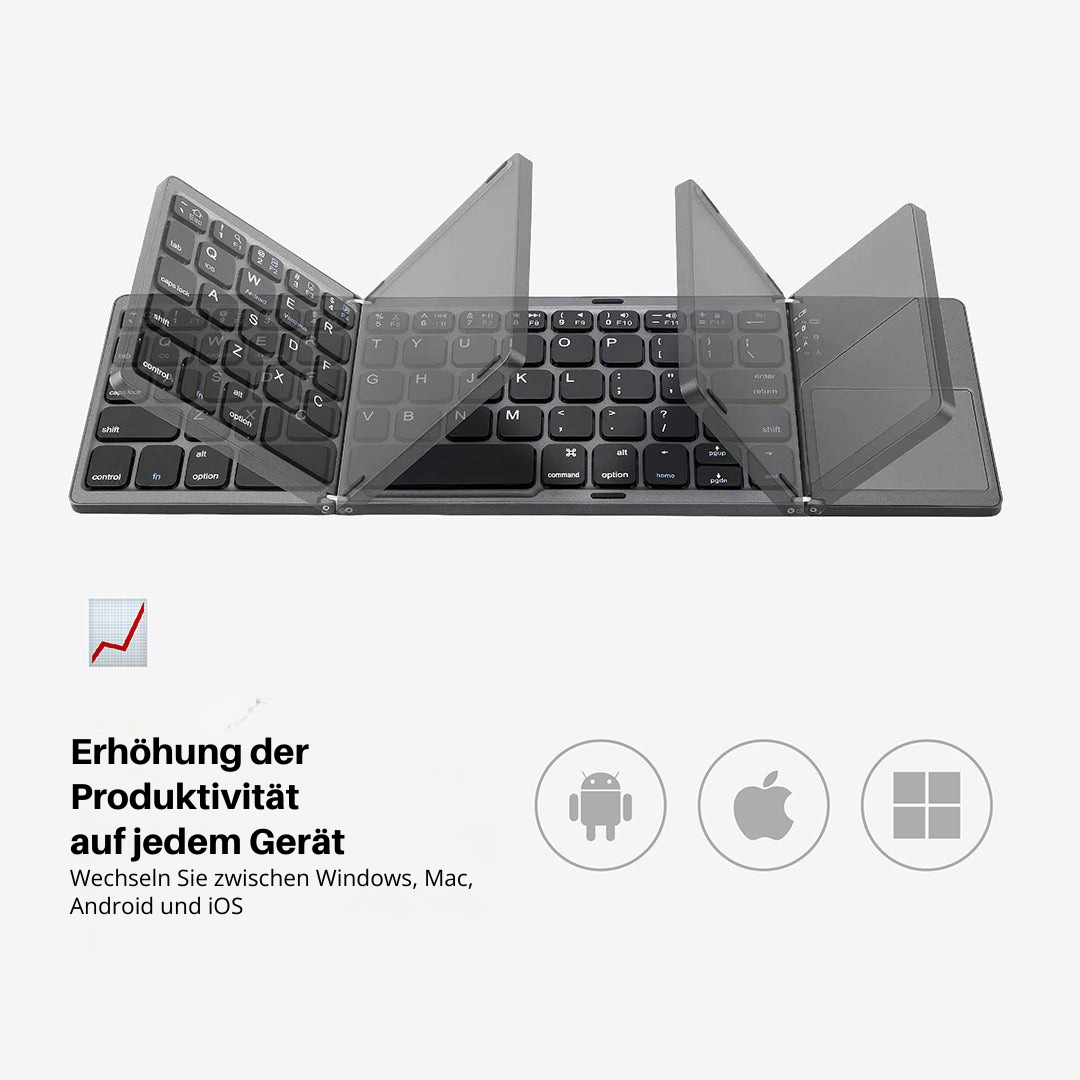 Skanto | Faltbare Bluetooth-Tastatur | Integriertes Touchpad | Schwarz