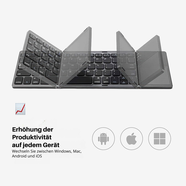Skanto | Faltbare Bluetooth-Tastatur | Integriertes Touchpad | Schwarz