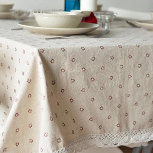 Skanto | Baumwoll-Leinen-Tischdecke mit Gänseblümchen-Print