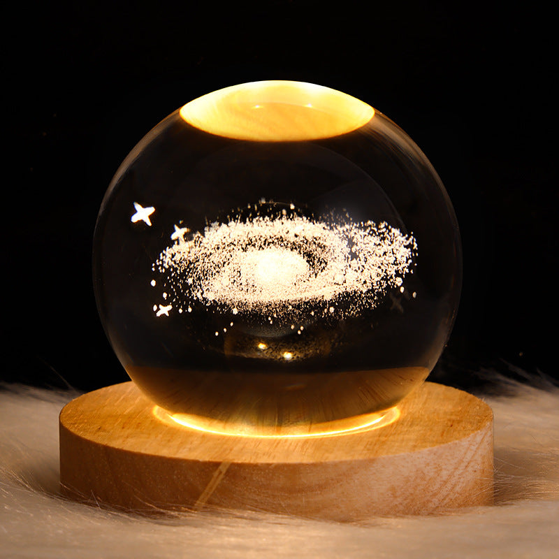 Skanto | LED Galaxy Nachtlicht Kristallkugel Tischlampe 3D Planet Mond Lampe Schlafzimmer Heimdeko für Kinder Party Geburtstagsgeschenke