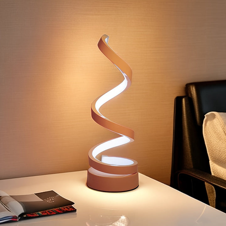 Skanto | Moderne Spiral-Tischlampe – Kreative LED-Schreibtischlampe mit sanftem warmem Licht, perfekt für Schlafzimmer-, Wohnzimmer- und Arbeitszimmer-Dekoration