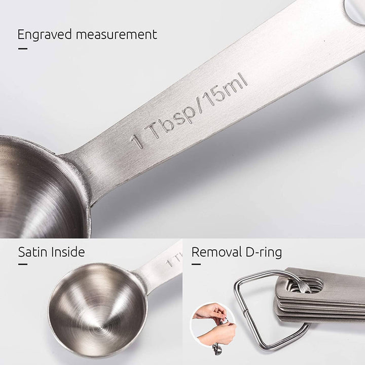 Skanto | 9-teiliges Messlöffel-Set aus Edelstahl für trockene und flüssige Zutaten