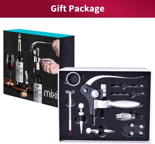 Skanto | 9-teiliges Set: Korkenzieher-Set mit Korkenzieher, Folienschneider, Thermometer, Stopfen und mehr