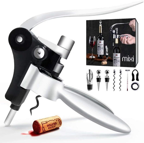 Skanto | 9-teiliges Set: Korkenzieher-Set mit Korkenzieher, Folienschneider, Thermometer, Stopfen und mehr