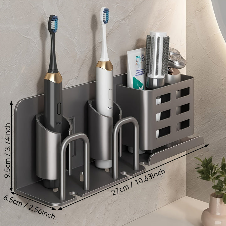 Skanto | BristleHub Wandmontierter elektrischer Zahnbürstenhalter – Aluminium-Badezimmer-Organizer mit Ablauflöchern
