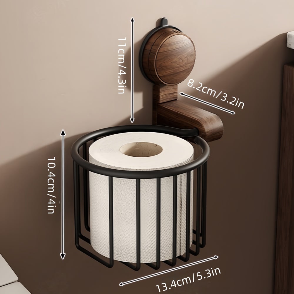 Skanto | Toilettenpapierhalter aus Walnussholz – Bohrerfrei mit Saugnapf