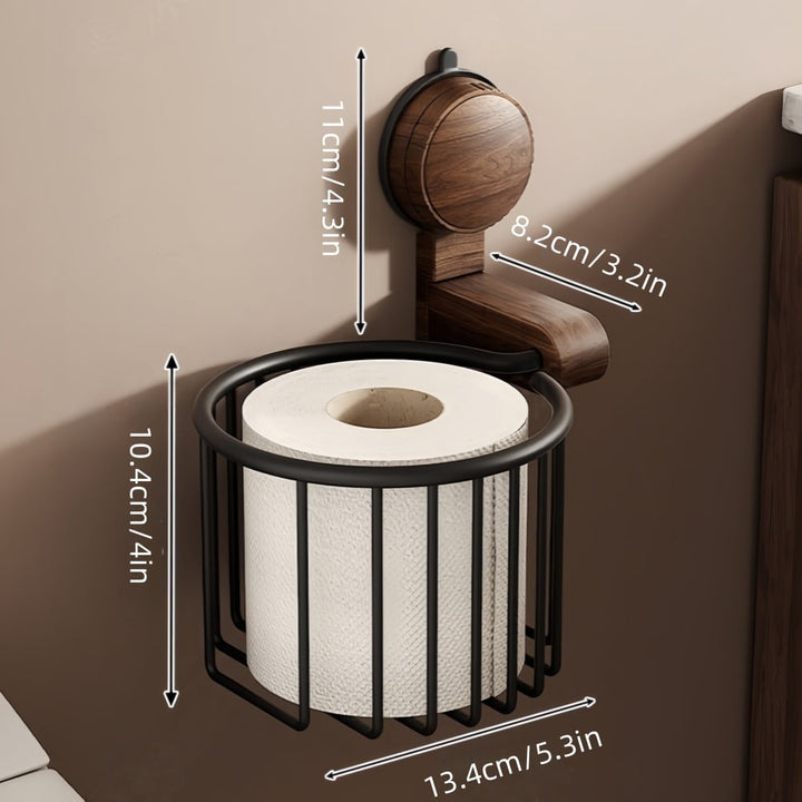 Skanto | Toilettenpapierhalter aus Walnussholz – Bohrerfrei mit Saugnapf