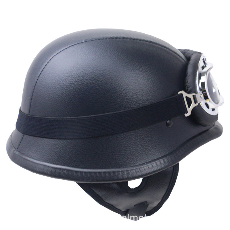 Vintage Carbonfaser Motorradhelm mit Brille Skanto