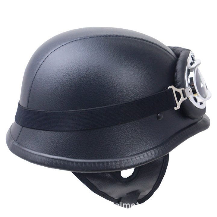 Vintage Carbonfaser Motorradhelm mit Brille Skanto