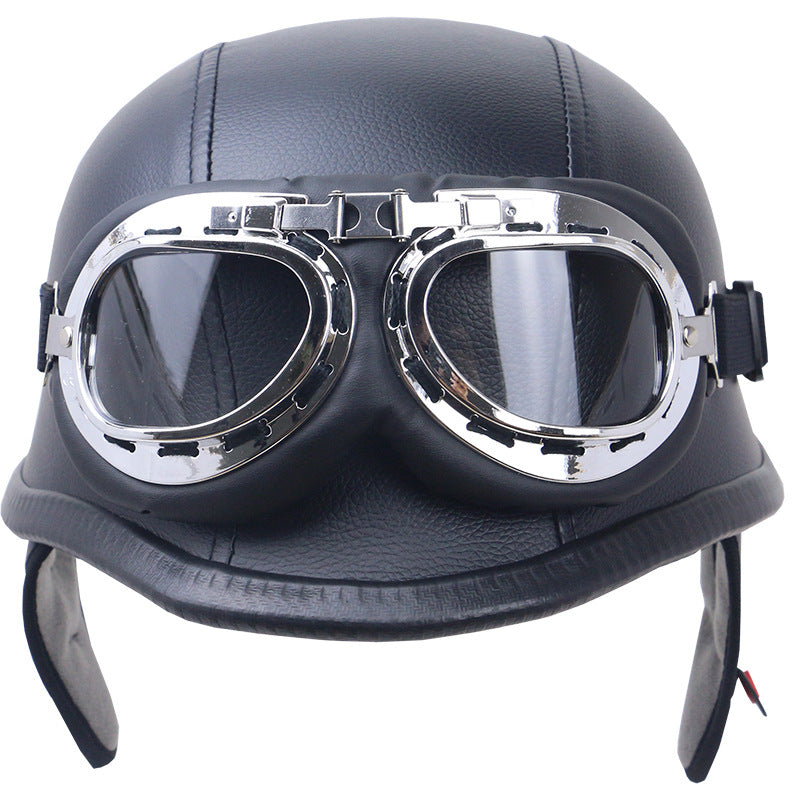 Vintage Carbonfaser Motorradhelm mit Brille Skanto
