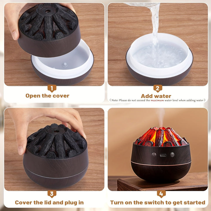 Skanto | Feuer-Diffusor – Mini-Luftbefeuchter mit simuliertem Kohlefeuer und realistischem Flammeneffekt