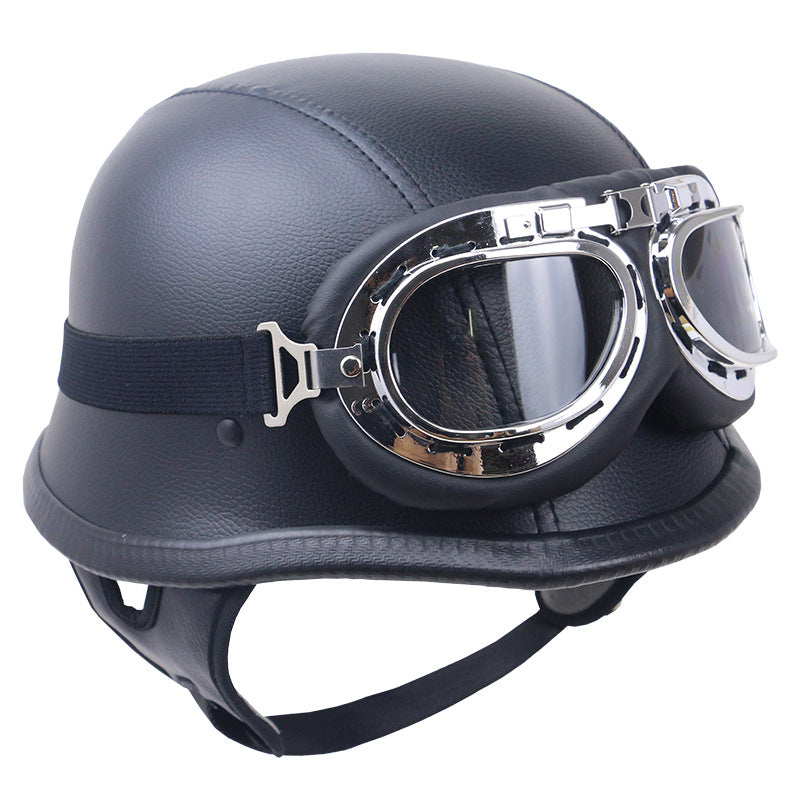 Vintage Carbonfaser Motorradhelm mit Brille Skanto