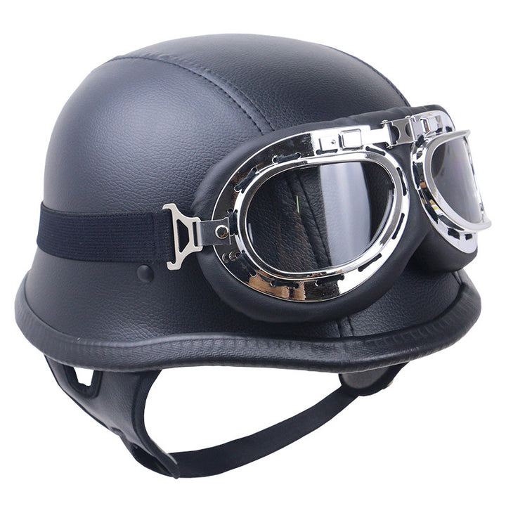 Vintage Carbonfaser Motorradhelm mit Brille Skanto