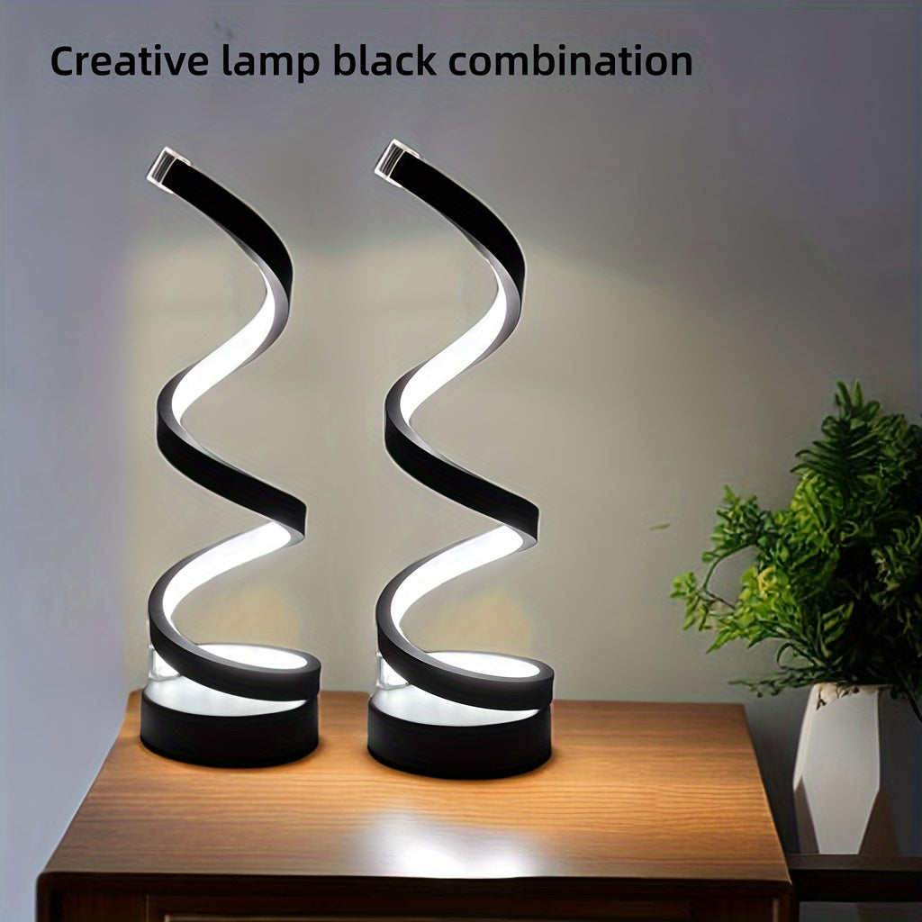 Skanto | Moderne Spiral-Tischlampe – Kreative LED-Schreibtischlampe mit sanftem warmem Licht, perfekt für Schlafzimmer-, Wohnzimmer- und Arbeitszimmer-Dekoration