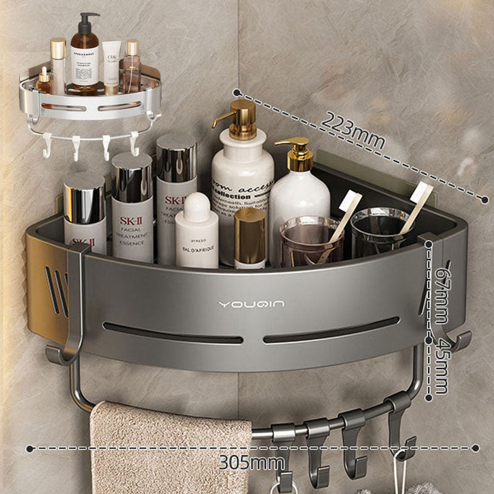 Skanto | EasyCorner Aluminiumregal – Selbstklebende Badhaken-Aufbewahrung ohne Bohren