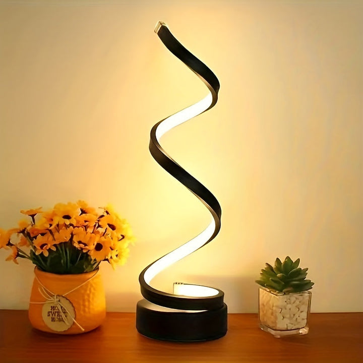 Skanto | Moderne Spiral-Tischlampe – Kreative LED-Schreibtischlampe mit sanftem warmem Licht, perfekt für Schlafzimmer-, Wohnzimmer- und Arbeitszimmer-Dekoration