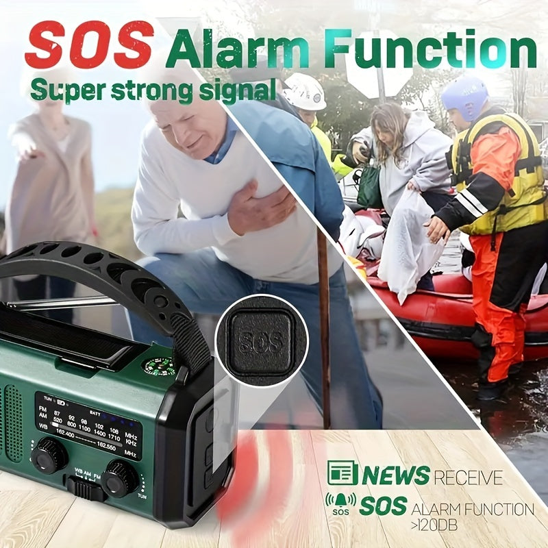 Skanto | StormMate X10 Notfallradio mit 10 000 mAh Powerbank | Solar, Handkurbel & USB-C | LED-Licht, SOS-Alarm & Kompass | AM/FM/NOAA