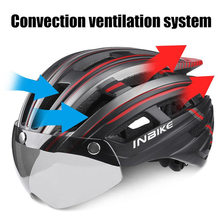 Skanto | Fahrradhelm mit Brille, Visier und LED-Rücklicht