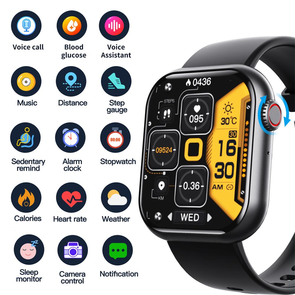 Skanto | Blutzucker Blutdruck Blutsauerstoff Schlafmonitor Wasserdichte Smartwatch