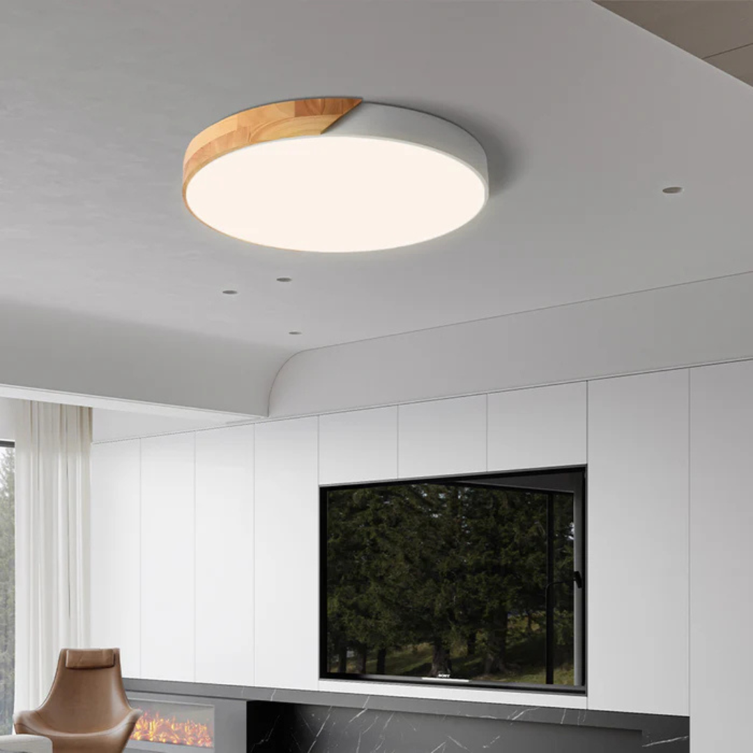 Skanto | Delos – Skandinavische Holz-LED-Deckenleuchte | Moderne energieeffiziente Innenbeleuchtung