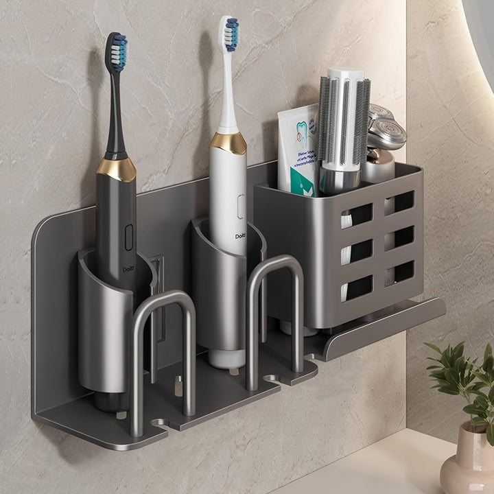 Skanto | BristleHub Wandmontierter elektrischer Zahnbürstenhalter – Aluminium-Badezimmer-Organizer mit Ablauflöchern