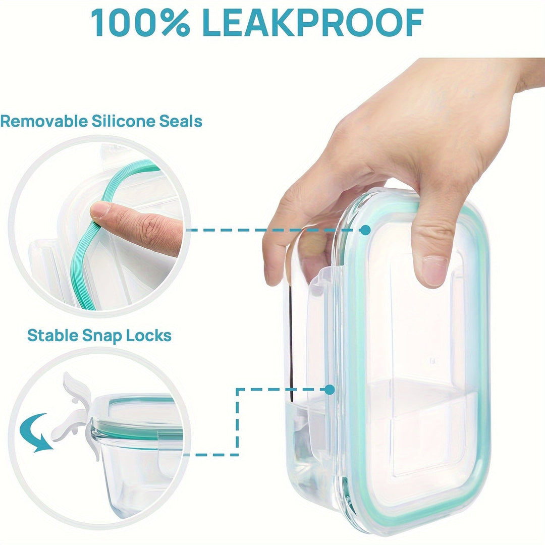 Skanto | 8er-Pack Glas-Lebensmittelbehälter – Luftdichte Meal Prep Bento Boxen mit auslaufsicheren Verschlussdeckeln, Mikrowellen-, Ofen-, Gefrier- & Spülmaschinenfest, BPA-frei