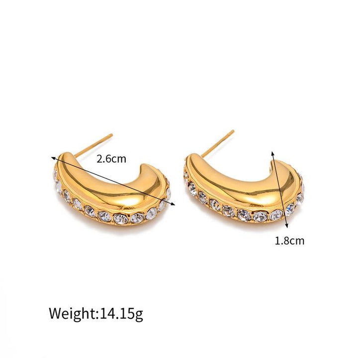 Skanto | 18K Gold Hypoallergene Edelstahl-Creolen mit klarem Zirkon