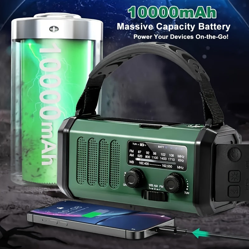 Skanto | StormMate X10 Notfallradio mit 10 000 mAh Powerbank | Solar, Handkurbel & USB-C | LED-Licht, SOS-Alarm & Kompass | AM/FM/NOAA