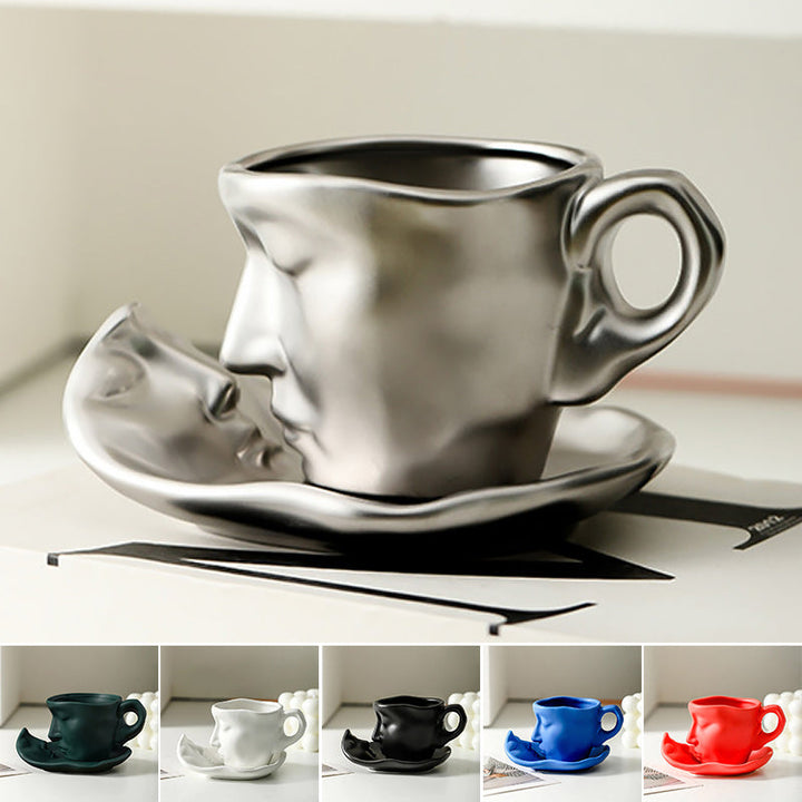 Skanto | Kyssnades Gesichts-Keramik-Kaffeetasse
