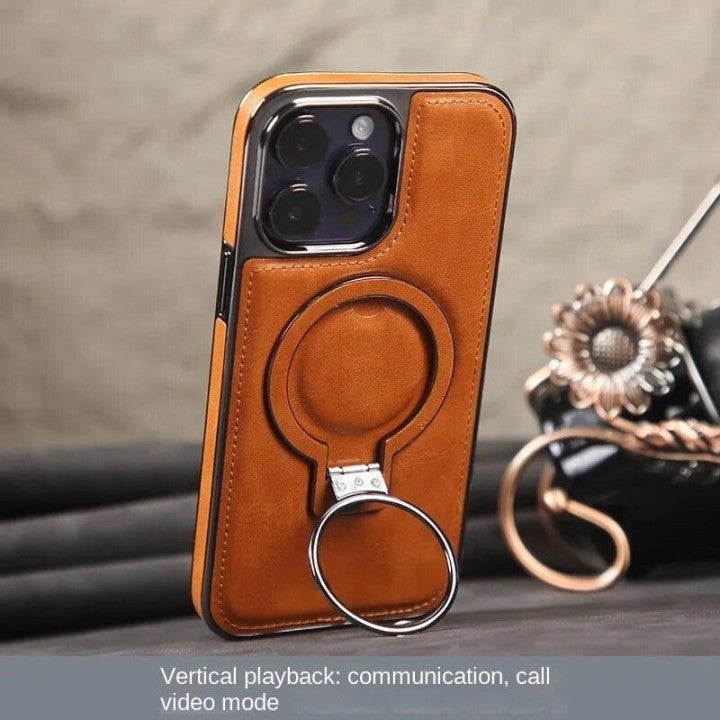 Skanto | Luxuriöse Leder-iPhone-Hülle mit unsichtbarem Ständer