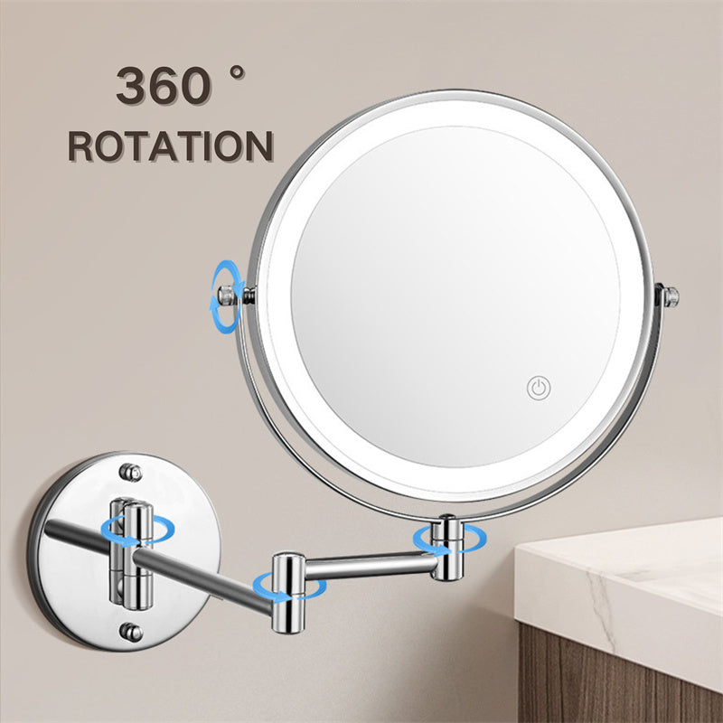 Skanto Wiederaufladbarer Wandmontierter Rasierspiegel | 360° Drehbar. 1X/10X Vergrößerung & Einstellbare LED-Beleuchtung für das Badezimmer