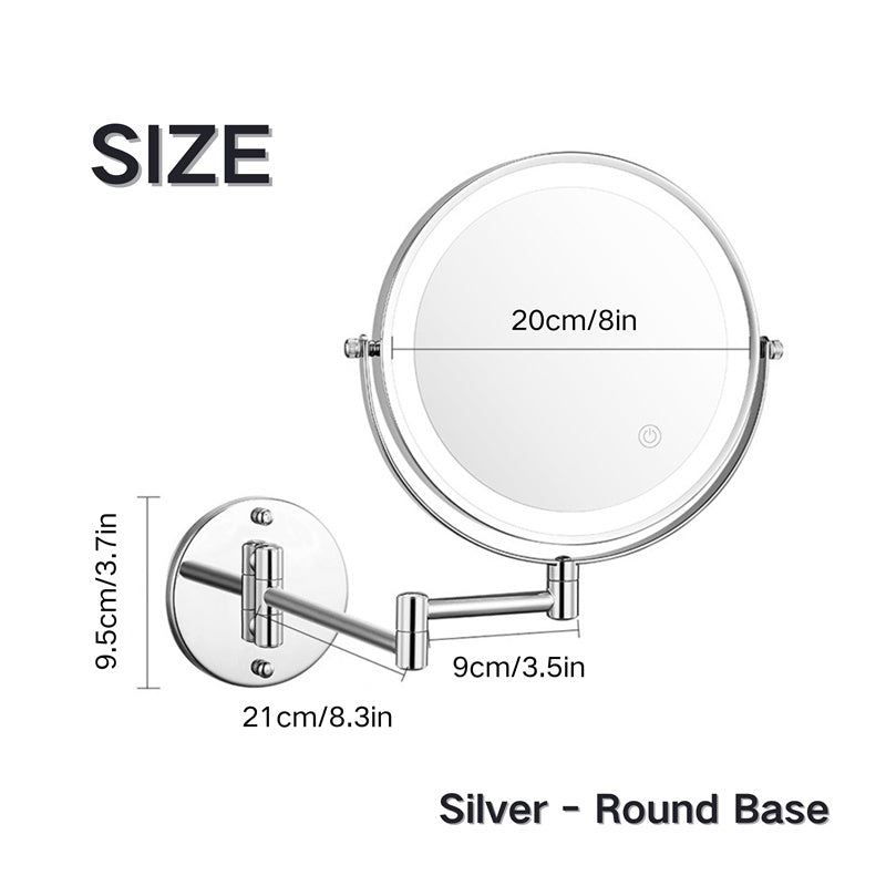 Skanto Wiederaufladbarer Wandmontierter Rasierspiegel | 360° Drehbar. 1X/10X Vergrößerung & Einstellbare LED-Beleuchtung für das Badezimmer