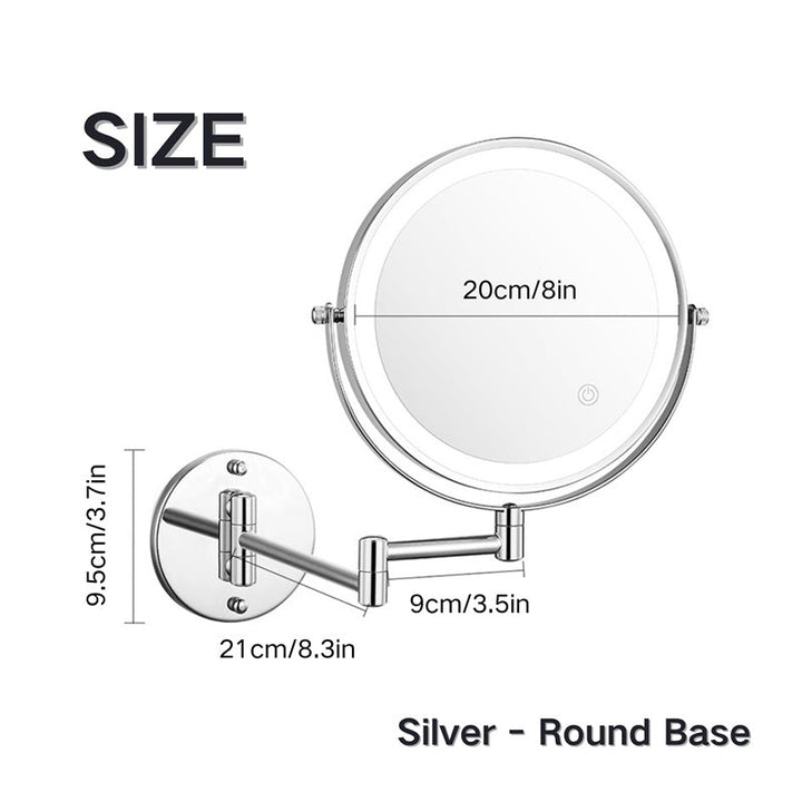 Skanto Wiederaufladbarer Wandmontierter Rasierspiegel | 360° Drehbar. 1X/10X Vergrößerung & Einstellbare LED-Beleuchtung für das Badezimmer