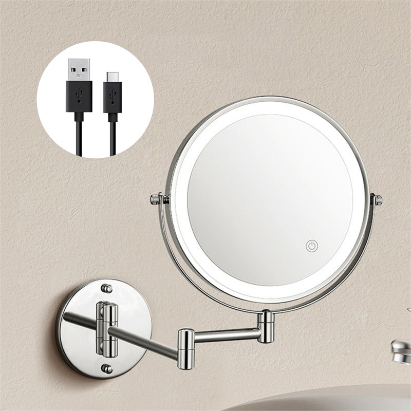 Skanto Wiederaufladbarer Wandmontierter Rasierspiegel | 360° Drehbar. 1X/10X Vergrößerung & Einstellbare LED-Beleuchtung für das Badezimmer