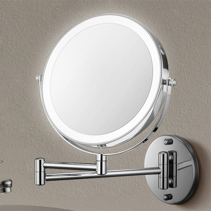 Skanto Wiederaufladbarer Wandmontierter Rasierspiegel | 360° Drehbar. 1X/10X Vergrößerung & Einstellbare LED-Beleuchtung für das Badezimmer