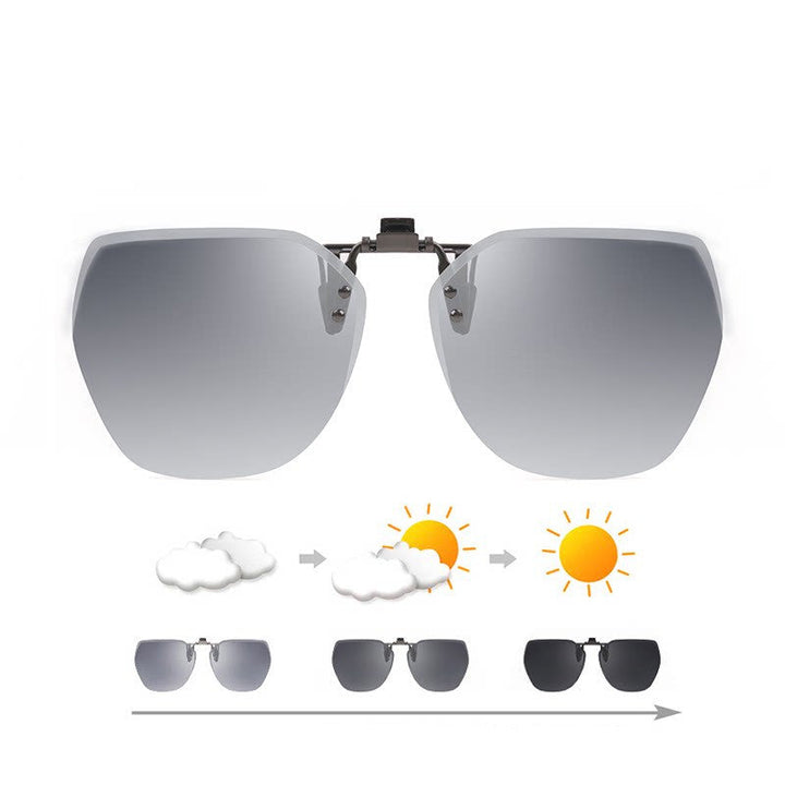 Skanto | Clip-on randlose polarisierte Sonnenbrille, mit Antireflex- und Klappdesign, für Outdoor/Fahren