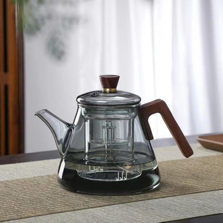 Skanto | Aetheris Glas-Teekanne – Hitzebeständige Glas-Teekanne mit Holzgriff & Sieb (900ml)