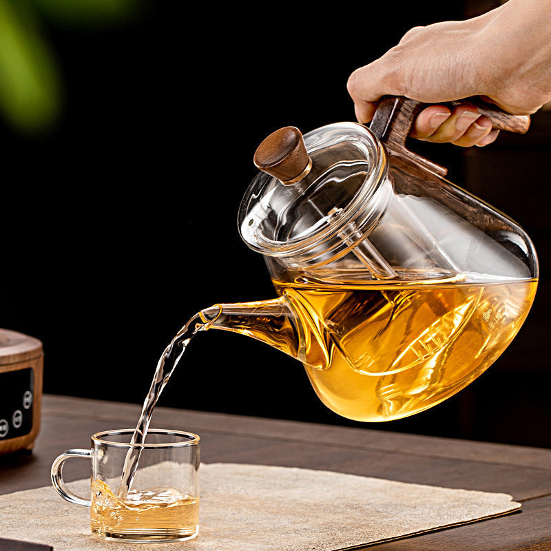 Skanto | Aetheris Glas-Teekanne – Hitzebeständige Glas-Teekanne mit Holzgriff & Sieb (900ml)
