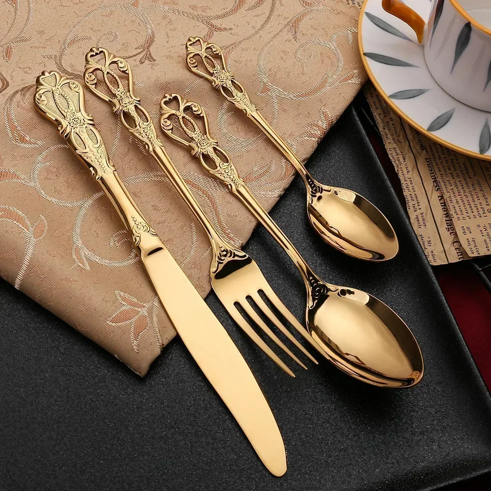 Skanto | Aurique – 24-teiliges Edelstahl-Besteckset mit eleganter Gravur