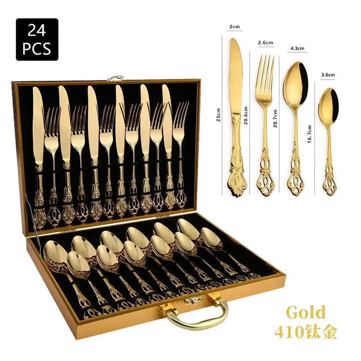 Skanto | Aurique – 24-teiliges Edelstahl-Besteckset mit eleganter Gravur