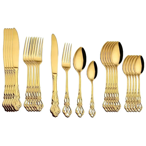 Skanto | Aurique – 24-teiliges Edelstahl-Besteckset mit eleganter Gravur