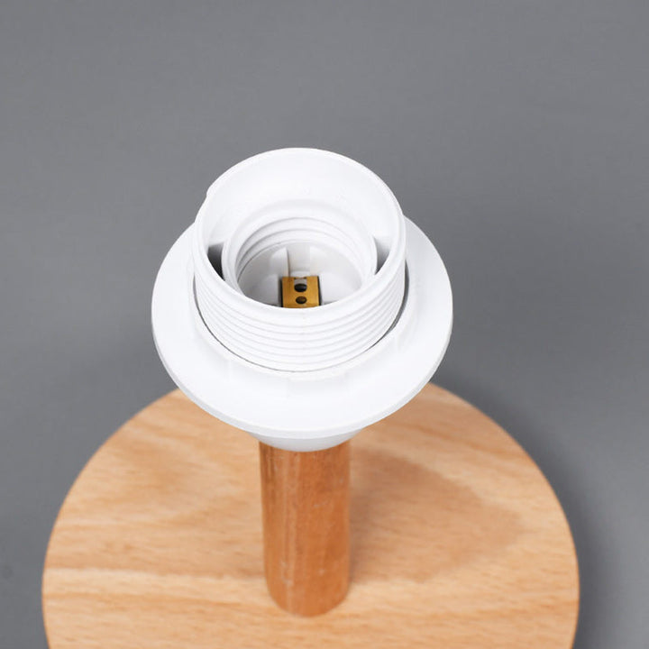 Skanto | Traditionelle japanische Zylinder-Holz-Stoff-1-Licht-Tischlampe für das Wohnzimmer