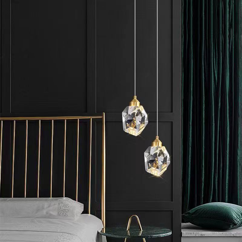 Skanto | Luxus Diamant Würfel Kristall Eisen LED Pendelleuchte für Schlafzimmer