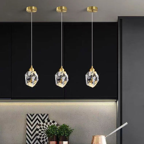 Skanto | Luxus Diamant Würfel Kristall Eisen LED Pendelleuchte für Schlafzimmer