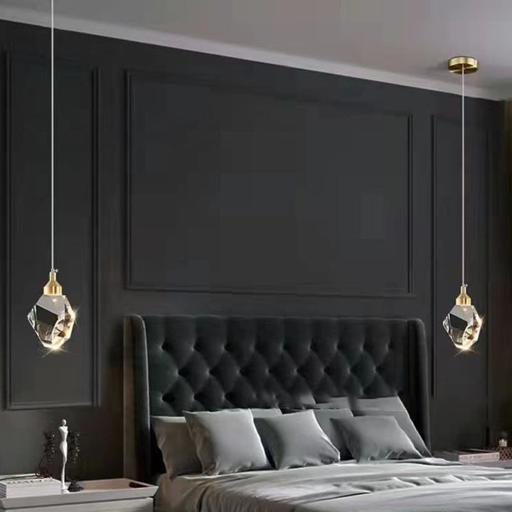 Skanto | Luxus Diamant Würfel Kristall Eisen LED Pendelleuchte für Schlafzimmer