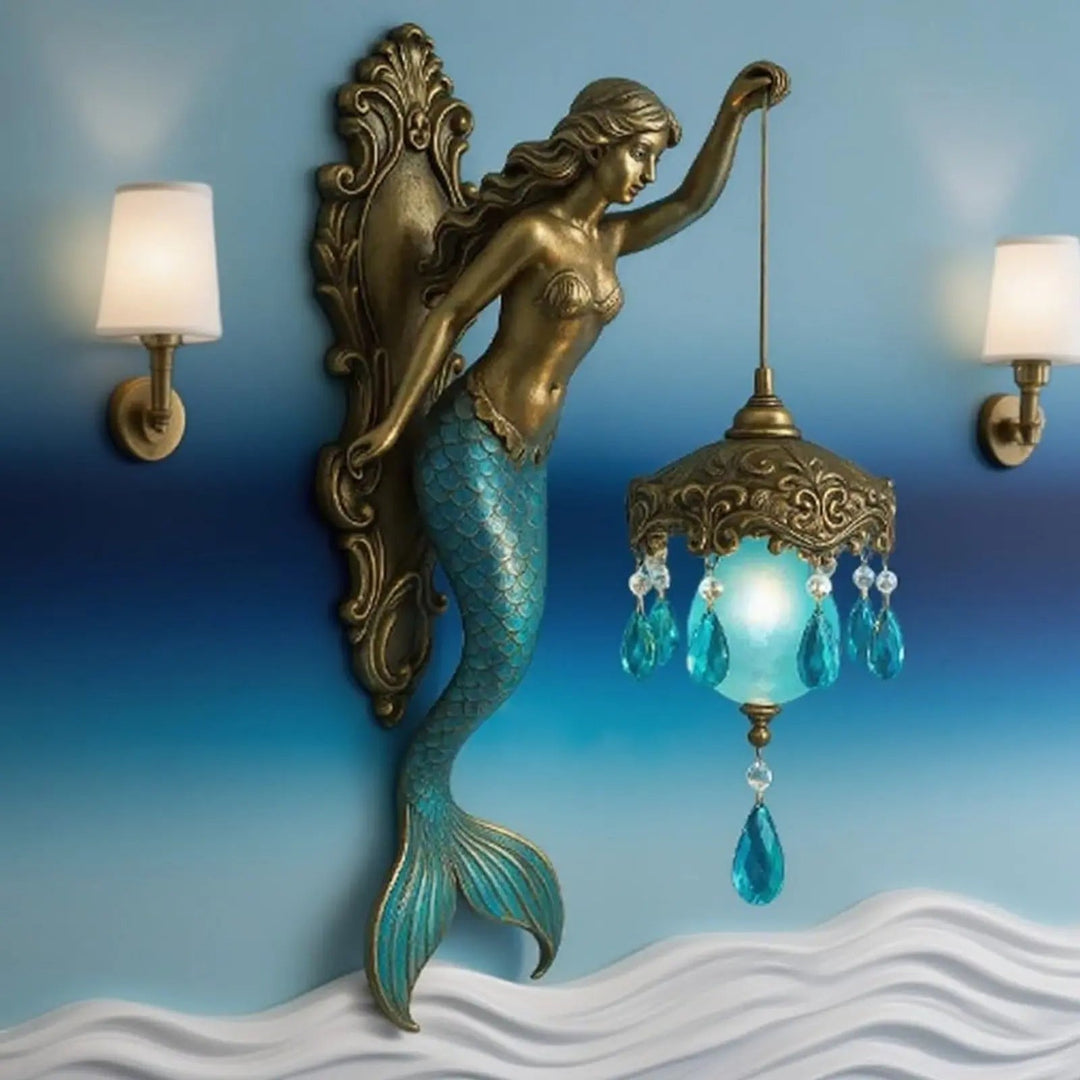 Skanto | Elegante Barock-Meerjungfrauen-Wandlampe – Künstlerische maritime Wandbeleuchtung für stimmungsvolle Räume