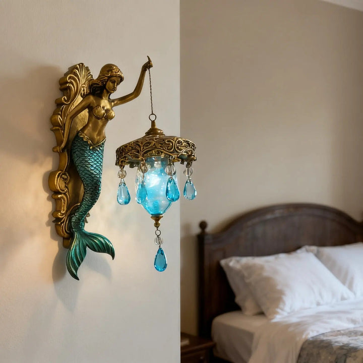 Skanto | Elegante Barock-Meerjungfrauen-Wandlampe – Künstlerische maritime Wandbeleuchtung für stimmungsvolle Räume