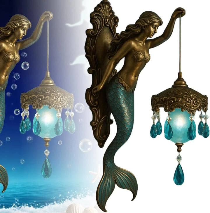 Skanto | Elegante Barock-Meerjungfrauen-Wandlampe – Künstlerische maritime Wandbeleuchtung für stimmungsvolle Räume